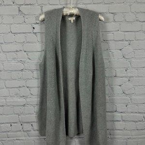 Talbots Sleeveless Open Front Cable Knit Cardigan‎ Sweater, Size Medium, Gray